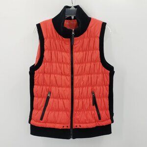 Calvin Klein Performance Puffer Vest Women's XL Neon Red Black Ruched Full Zip